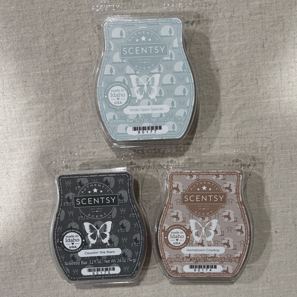 🤠 Scentsy Wax Bars Trio Cowboy Scents NWOT